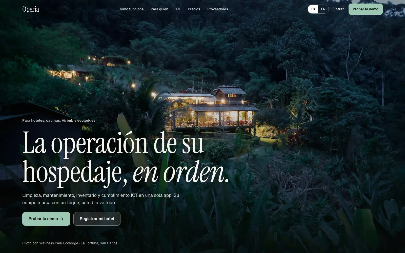 Operia home page: your property's operations, in order
